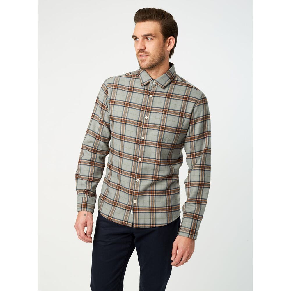 7 Diamonds Hunter Brushed Flannel Plaid Classic Button Up Shirt XL Gray Rust